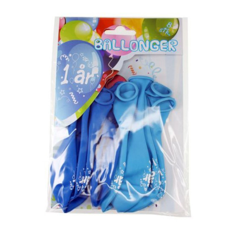 Tinka Ballonger 8-pakning - Blå 1 År