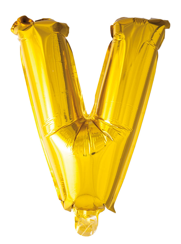Folie ballong Gull 41cm- Bokstaven V