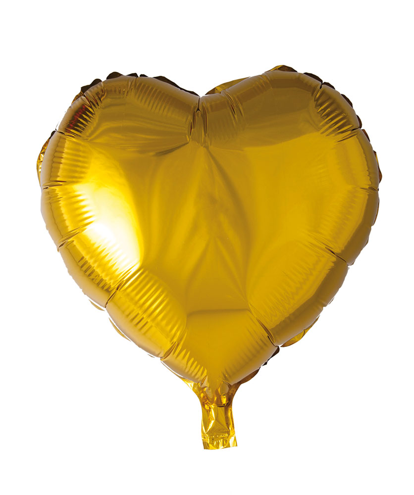 Folie ballong Gull 46 cm - Hjerte