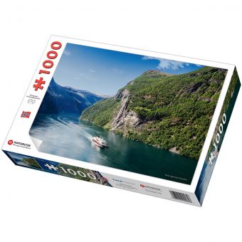 Puslespill 1000 brikker - Hurtigruten i Geirangerfjorden
