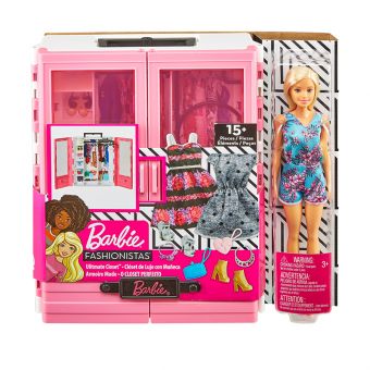 Barbie Fashionistas - Stort Garderobeskap med dukke 