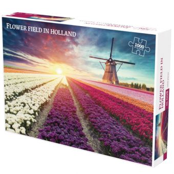 Puslespill 1000 Brikker - Flower Field in Holland