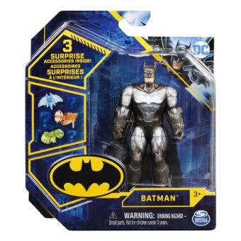 DC Comics Batman Figur 10cm - Batman i Sølvdrakt med mysterietilbehør