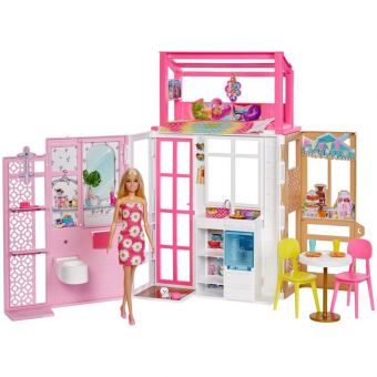 Barbie Dukkehus - Feriehus  med møbler og dukke