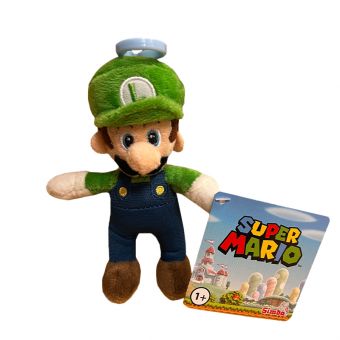 Super Mario Plysj Nøkkelring 14 cm - Luigi