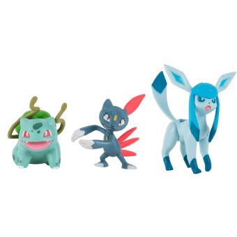 Pokémon Battle Figurer - Bulbasaur, Sneasel, og Glaceon