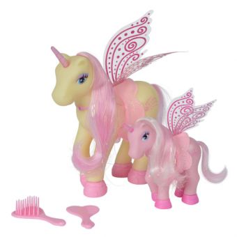 Sweet Pony Fairy Enhjørning Familie - Beige og Rosa