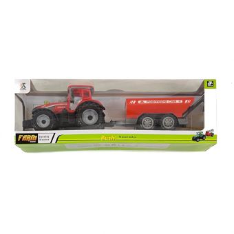 Traktor m/ tilhenger - Rød