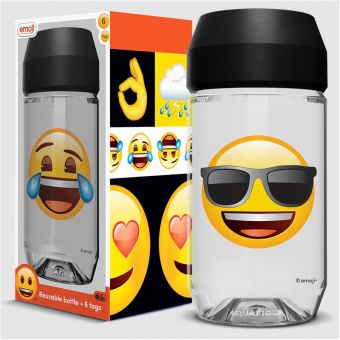 Aquafigure Flaske m/ 6 tags 330ml - Emoji