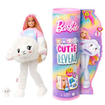 Barbie Cutie Reveal Cozy Tee Dukke m/ 10 overraskelser - Lam