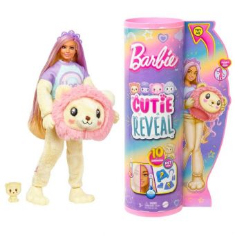 Barbie Cutie Reveal Cozy Tee Dukke m/ 10 overraskelser - Løve