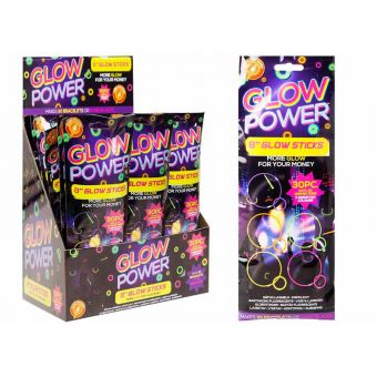 Glow Power Glow Sticks 30stk m/ koblere 20cm