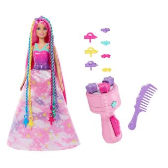 Barbie Dreamtopia Twist N' Style Dukke - Regnbuefarget Hår