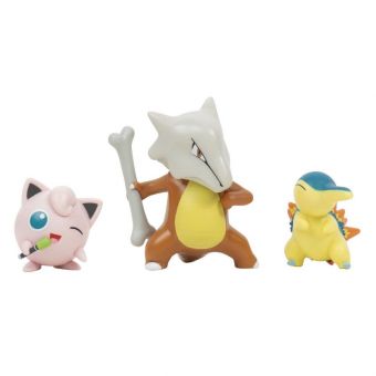 Pokémon Battle Figursett - Cyndaquil, Jigglypuff, og Marowak