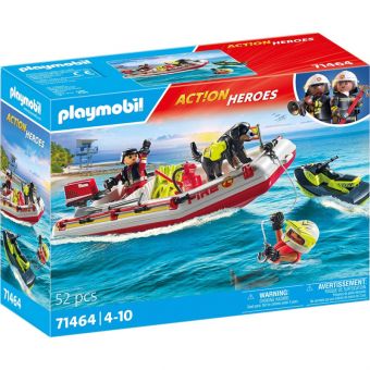 Playmobil Action Heroes 52 Deler - Brannbåt med vannscooter 71464
