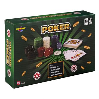 Vini Pokersett m/ 100 pokerchips og kortstokk