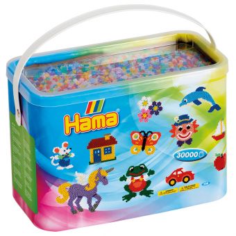 Hama Midi 30000 perler i bøtte - Transparent mix 53