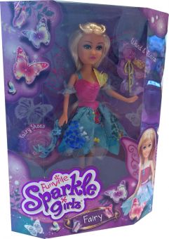 Sparkle Girlz Fairy Dukke med tilbehør - Lily med rosa og grønn kjole