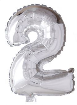 Folie ballong Sølv 41 cm - Tallet 2