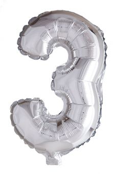 Folie ballong Sølv 41 cm - Tallet 3