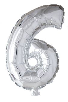 Folie ballong Sølv 41 cm - Tallet 6