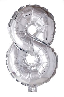 Folie ballong Sølv 41 cm - Tallet 8