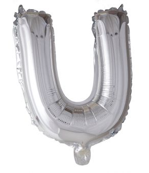 Folie ballong Sølv 41 cm -  Bokstaven U