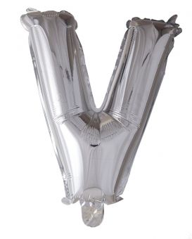 Folie ballong Sølv 41 cm -  Bokstaven V