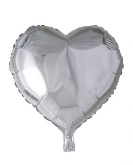 Folie ballong Sølv 46 cm - Hjerte