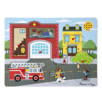 Melissa & Doug Puslespill m/lyd 8 Brikker - Around the Fire Station
