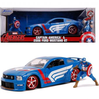 Marvel Avengers Captain America 2006 Ford Mustang GT med Figur 1:24