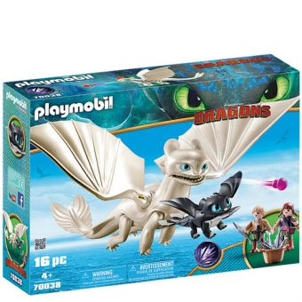 Playmobil Dragerytterne - Light Fury med baby drage og barn 70038