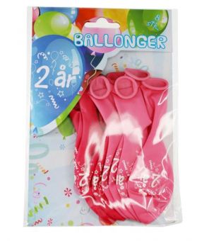 8 ballonger i rosa- 2 år