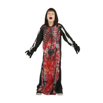 Skjelett Demon kostyme 9-10 år (130-140 cm)