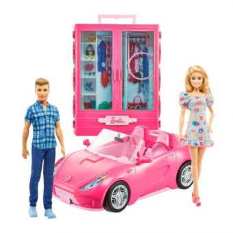 Barbie Stort Lekesett med 2 dukker, kjøretøy, og garderobeskap