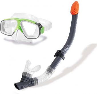 Intex Aquaflow Sport Dykkermaske med Snorkel - Svart og grønn