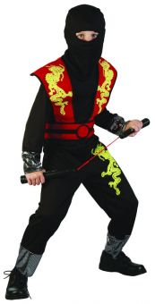 Rød Ninja Kostyme 5-6 år (110-120 cm)