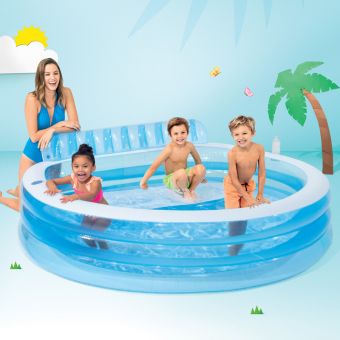 Intex Swim Center Oppblåsbart badebasseng med lounge 229x218x79 cm fra 3 år