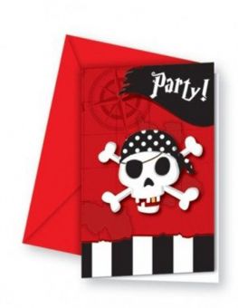 Pirat Invitasjoner med konvolutt 6 stk