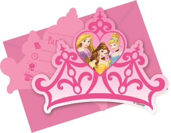 Disney Prinsesse Invitasjoner med konvolutt 6 stk