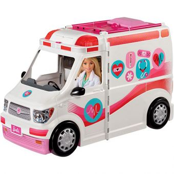 Barbie 2-i-1 Ambulanse og sykehus med lyd og lys