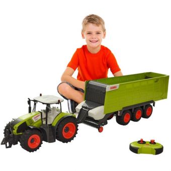 Radiostyrt Claas traktor med tilhenger skala 1:16