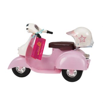 Our Generation dukketilbehør - Rosa scooter med hjelm