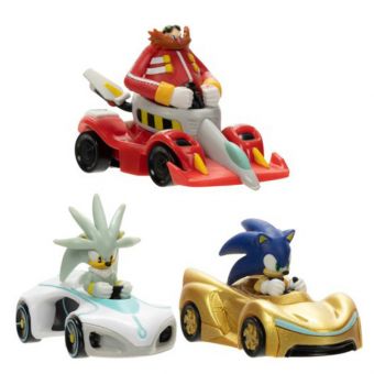 Sonic the Hedgehog 3-pakning med kjøretøy og figur 1:64
