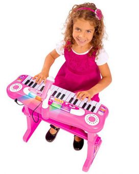 Rosa Keyboard med stativ