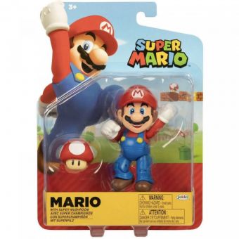 Nintendo Super Mario figur 10 cm med tilbehør - Mario med sopp