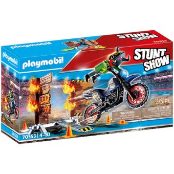 Playmobil Stuntshow - Motorsykkel med brannmur 70553