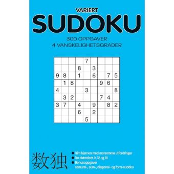 Variert Sudoku Bok 1 m/ 300 oppgaver - Blå