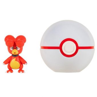 Pokémon Clip 'N' Go Figur 4cm - Magby og Premierball