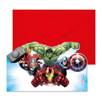 Marvel Avengers Invitasjoner med konvolutt 6 stk